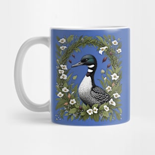 Common Loon Surrounded By Lady's Slipper Flowers 2 Mug